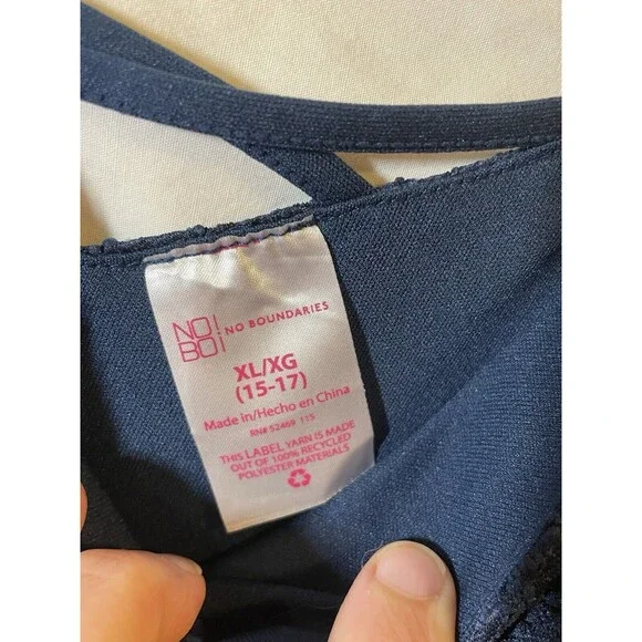 No Boundaries Romper Navy Blue Xl 15-17 One Piece - Picture 5 of 7